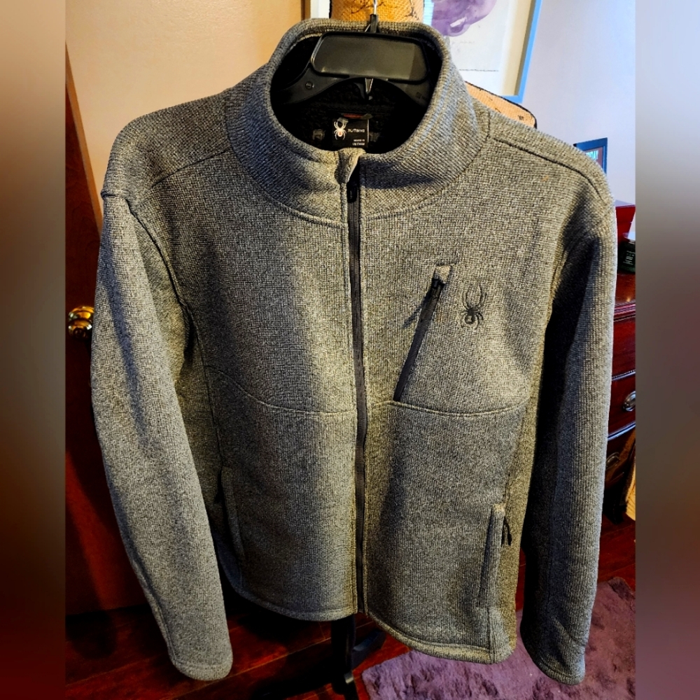 NEW ~ Spyder Charcoal Gray Tweed w/Black Zipper Jacket